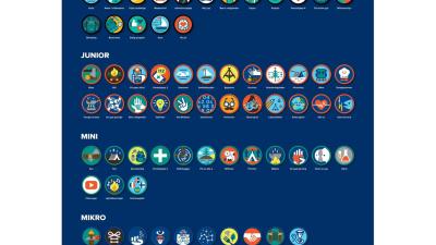 Lidt af de mærker spejderne kan opnå.